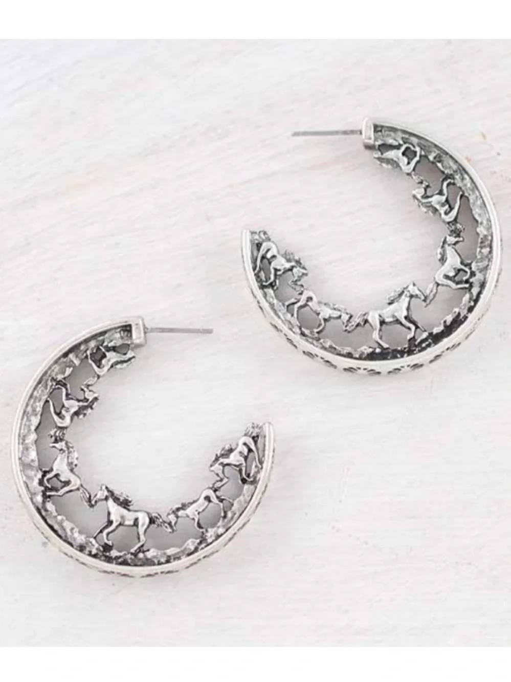 Western Horse Hoop Earrings